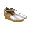 Alpargata de mujer plateada con cuña cómoda de esparto