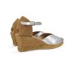Zapato de esparto con cuña para mujer en color plata