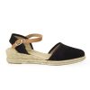 Alpargata mujer negra antelina cuña 4342 Kokis