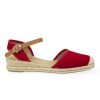 Alpargata mujer roja antelina cuña 4342 Kokis
