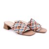 Sandalia Mule Tacón Mujer 4296 en textil tipo rafia con tacón ancho de 4,5 cm