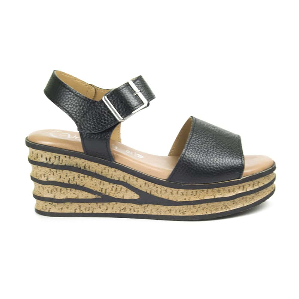 Sandalia Cuña Negra Mujer Valerias 1964