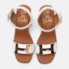 Sandalia Tacón Mujer Oh My Sandals Rosalia en piel champán con adorno dorado