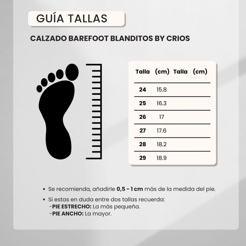 Guia Tallas Calzado Barefoot Blanditos By Crios Flash Zeus