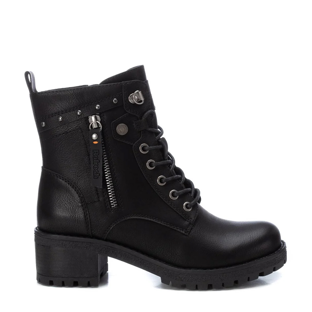 Botín Mujer Refresh 172241 negro con cordones y cremallera lateral
