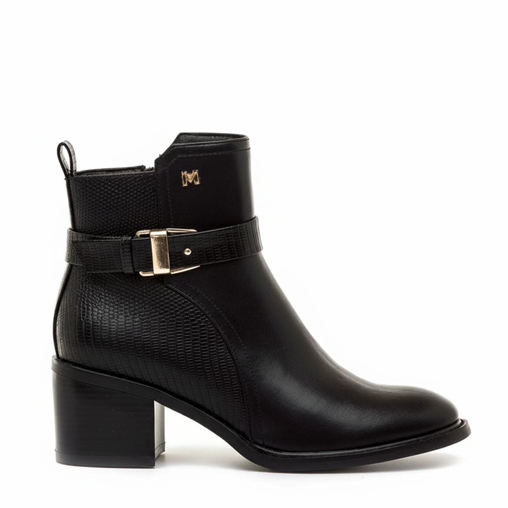 Botines Mujer Mariamare Onore 63600 negros con textura lisa y talón texturizado