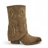 Botas Cowboy Mujer 5096 de antelina con faldón decorativo
