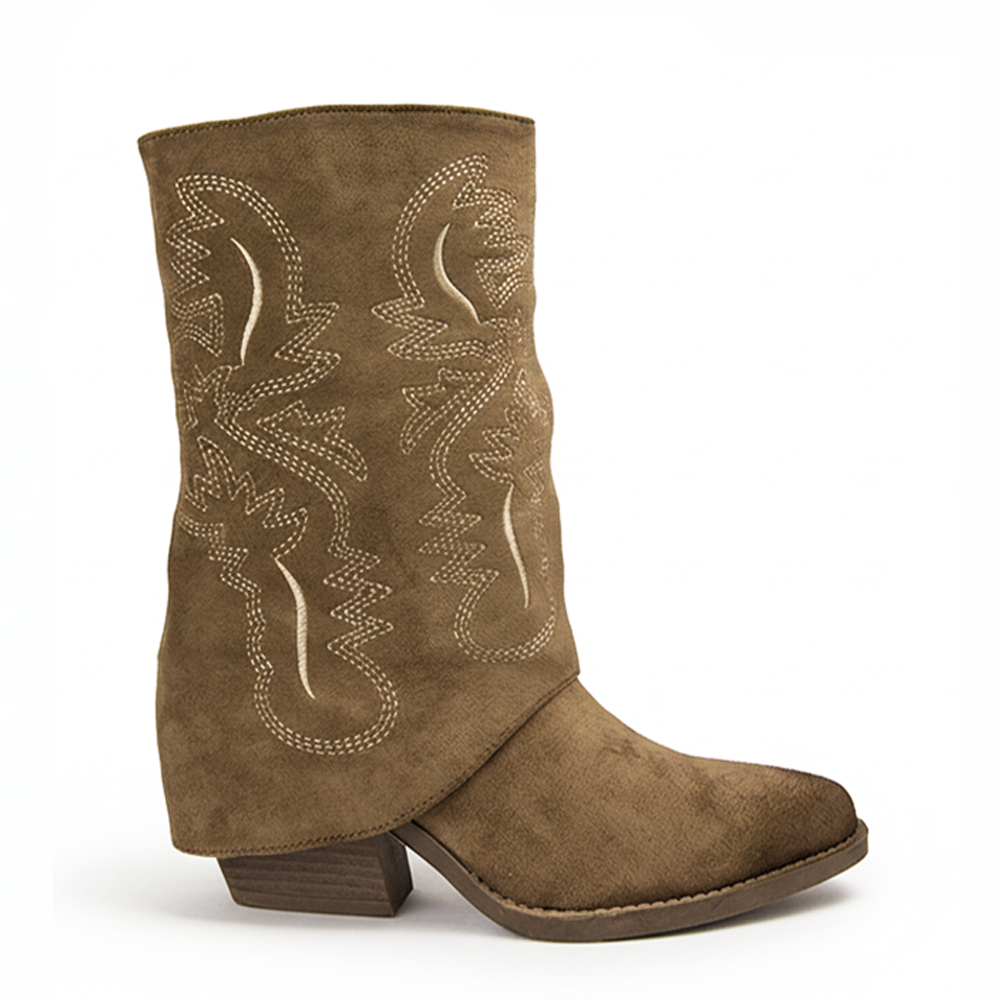 Botas Cowboy Mujer 5096 de antelina con faldón decorativo
