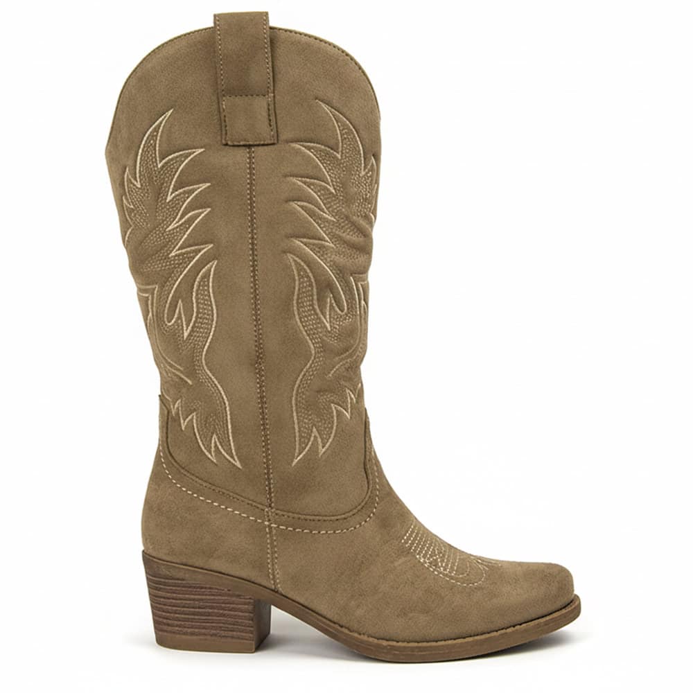Botín Mujer Cowboy 5121 en antelina con tacón bajo de 5 cm