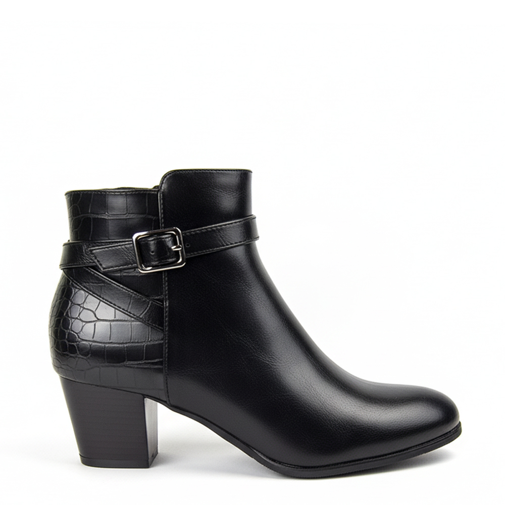 otín Tacón Mujer 5091 con hebilla lateral decorativa y efecto coco