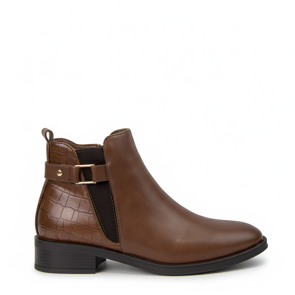 Botines Mujer Planos Marron 5119 estilo Chelsea con detalle coco trasero