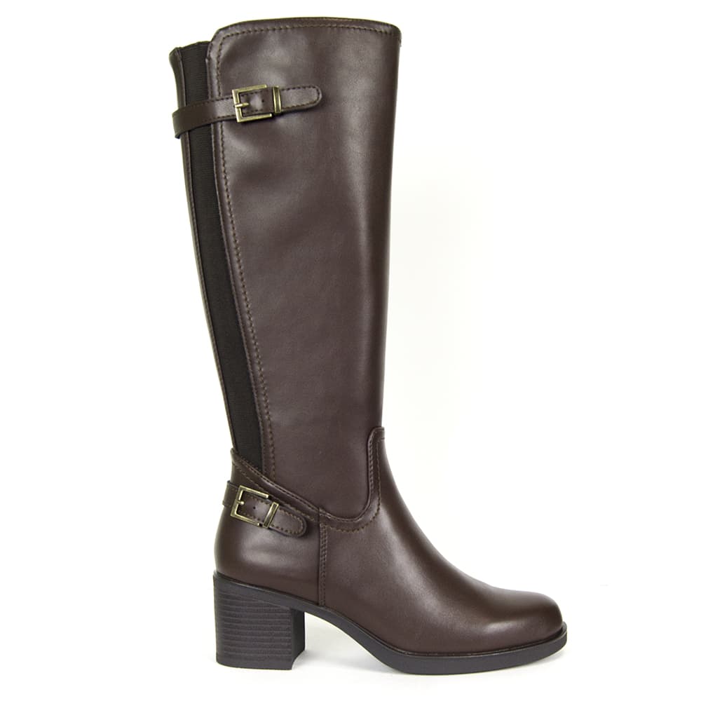 Bota Mujer Tacón 5125 con elástico trasero y doble hebilla decorativa