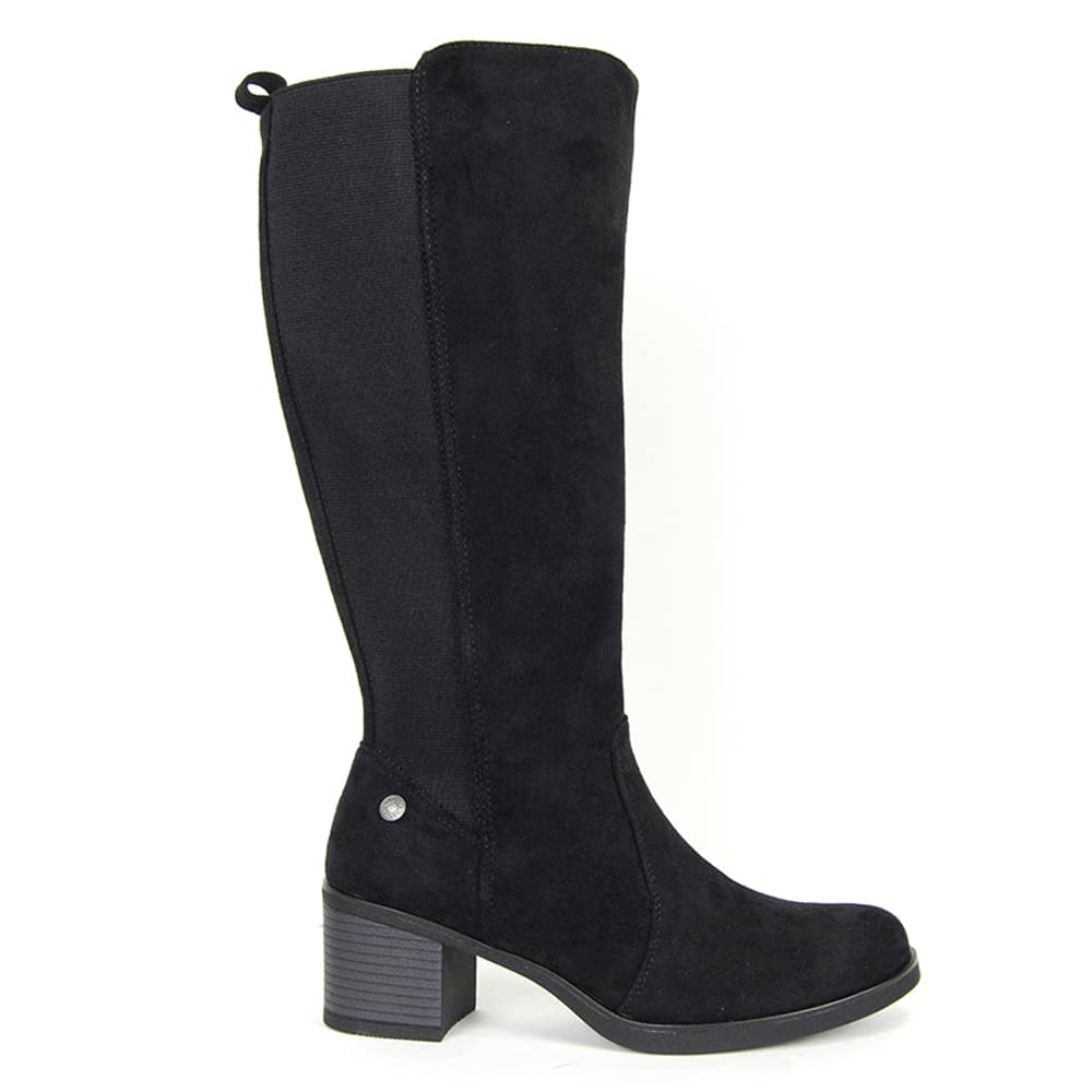 Bota Mujer Tacón 5128 en antelina con elástico trasero y tacón de 5 cm