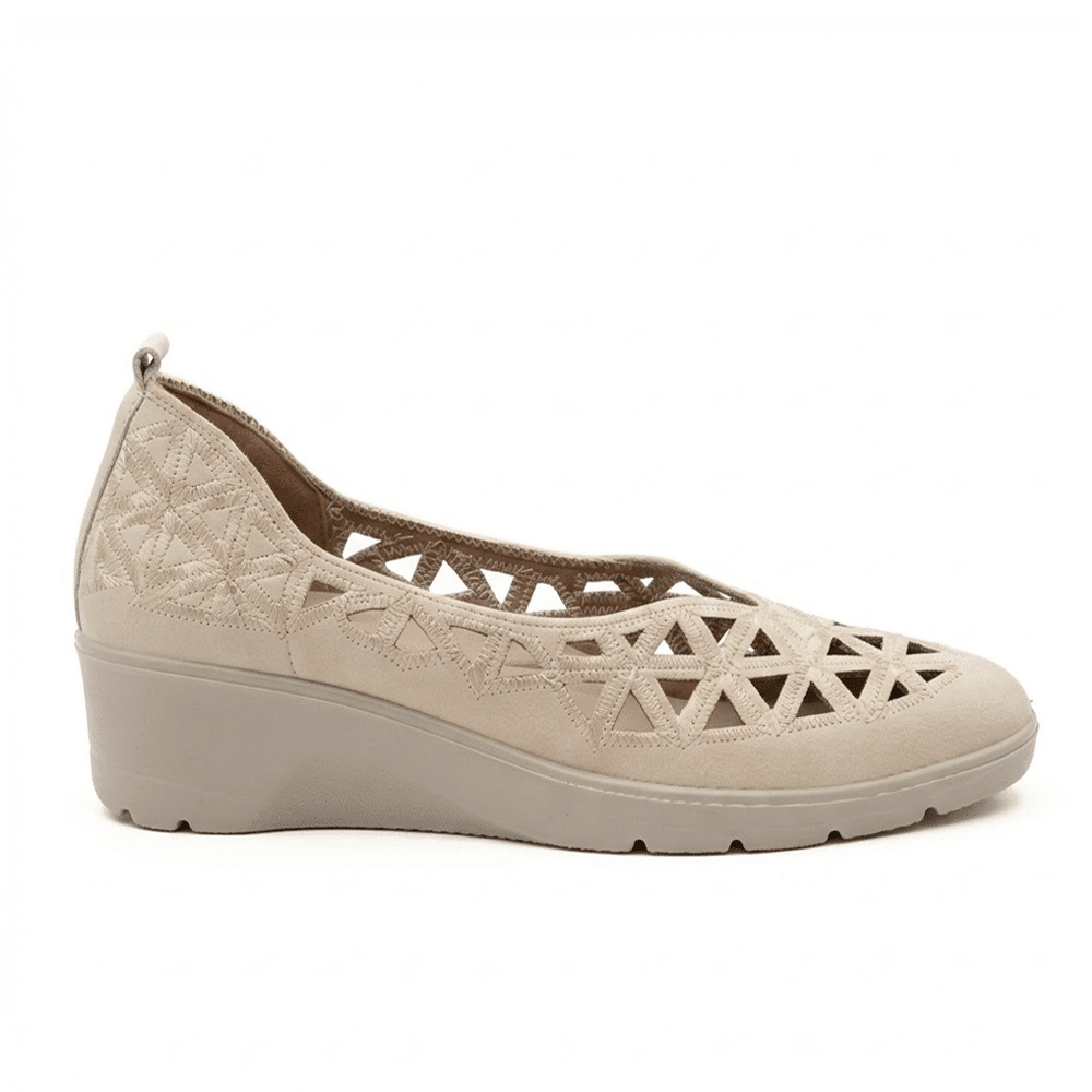 zapato cómodo mujer Mysoft 26M217 crema con cuña