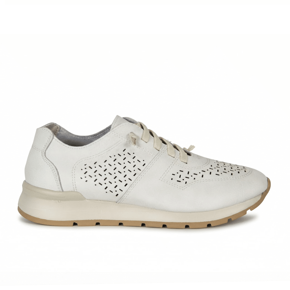 zapato comodo mujer Flexpies 320 blanco vista lateral