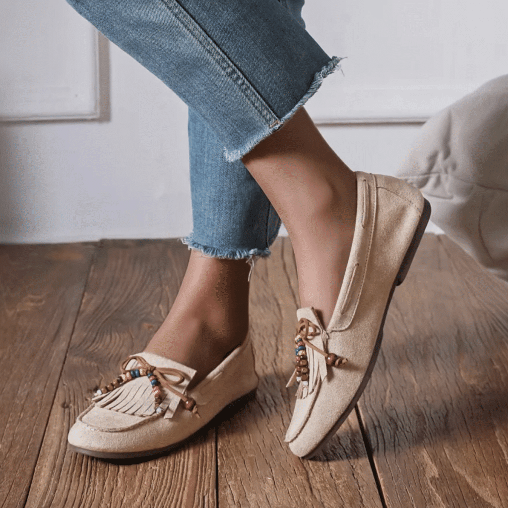 Mocasín mujer cómodo 5166 beige plantilla acolchada