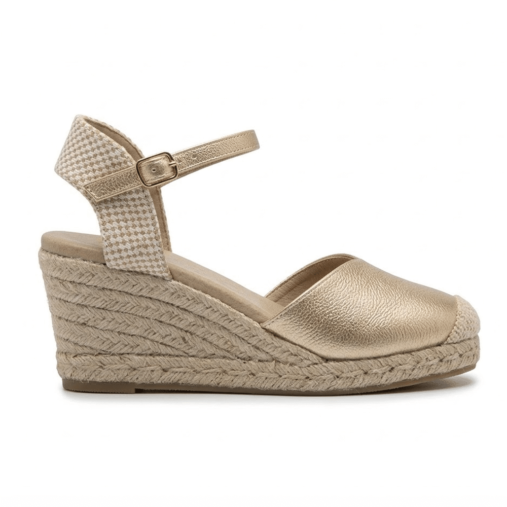 alpargatas cuña mujer doradas Mysoft 25M116