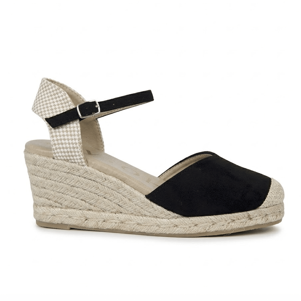 alpargatas cuña mujer negras Mysoft 25M116