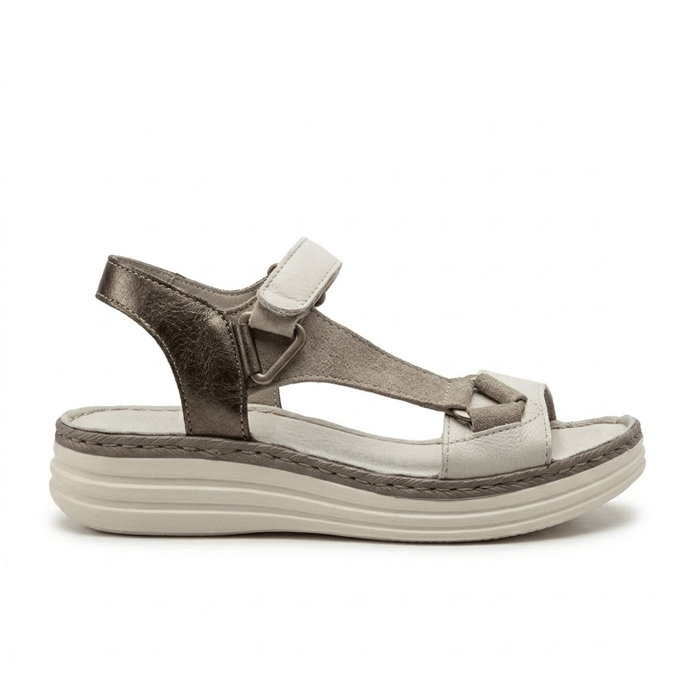 sandalias cómodas mujer taupe velcro Flexpies 683