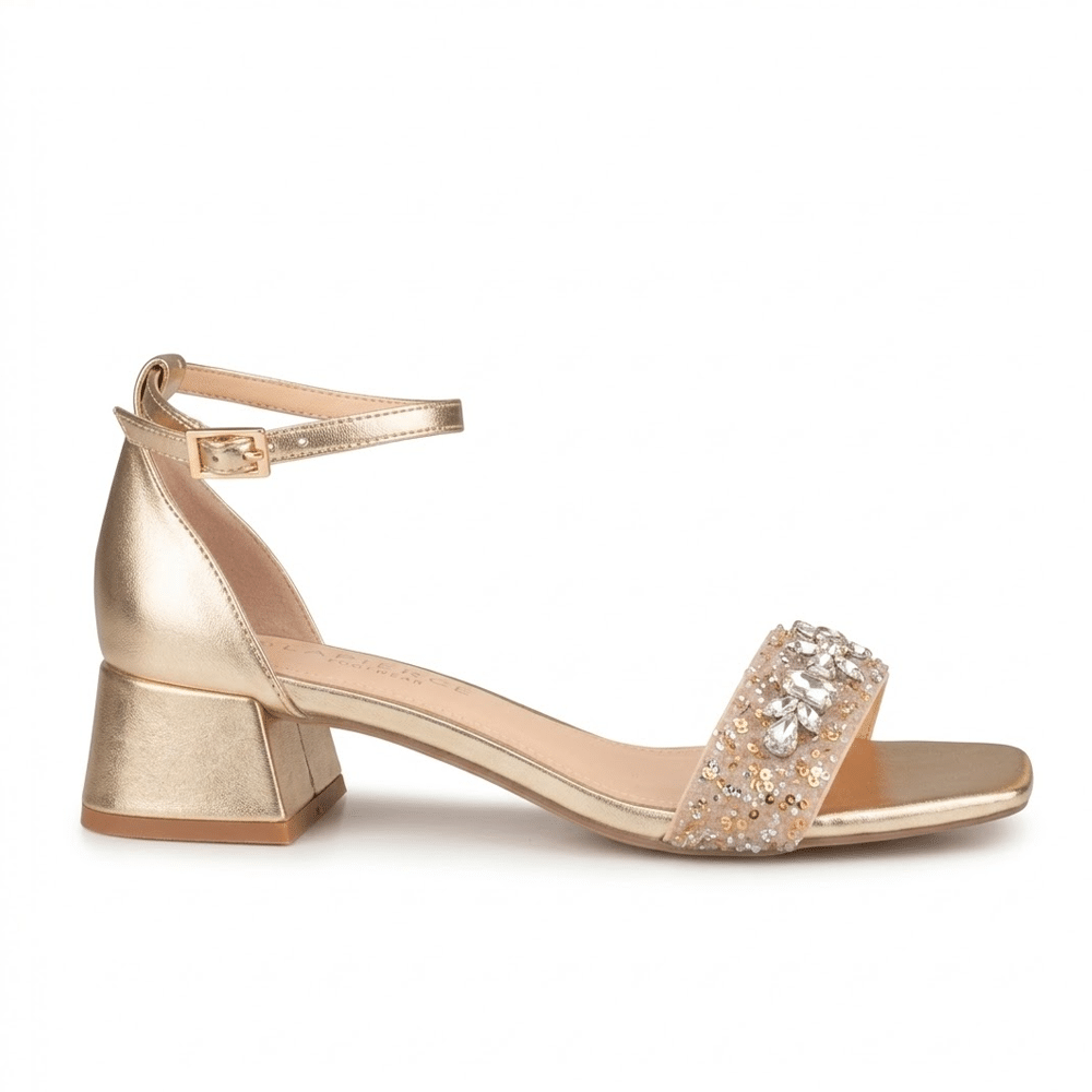 sandalia dorada elegante mujer 5205