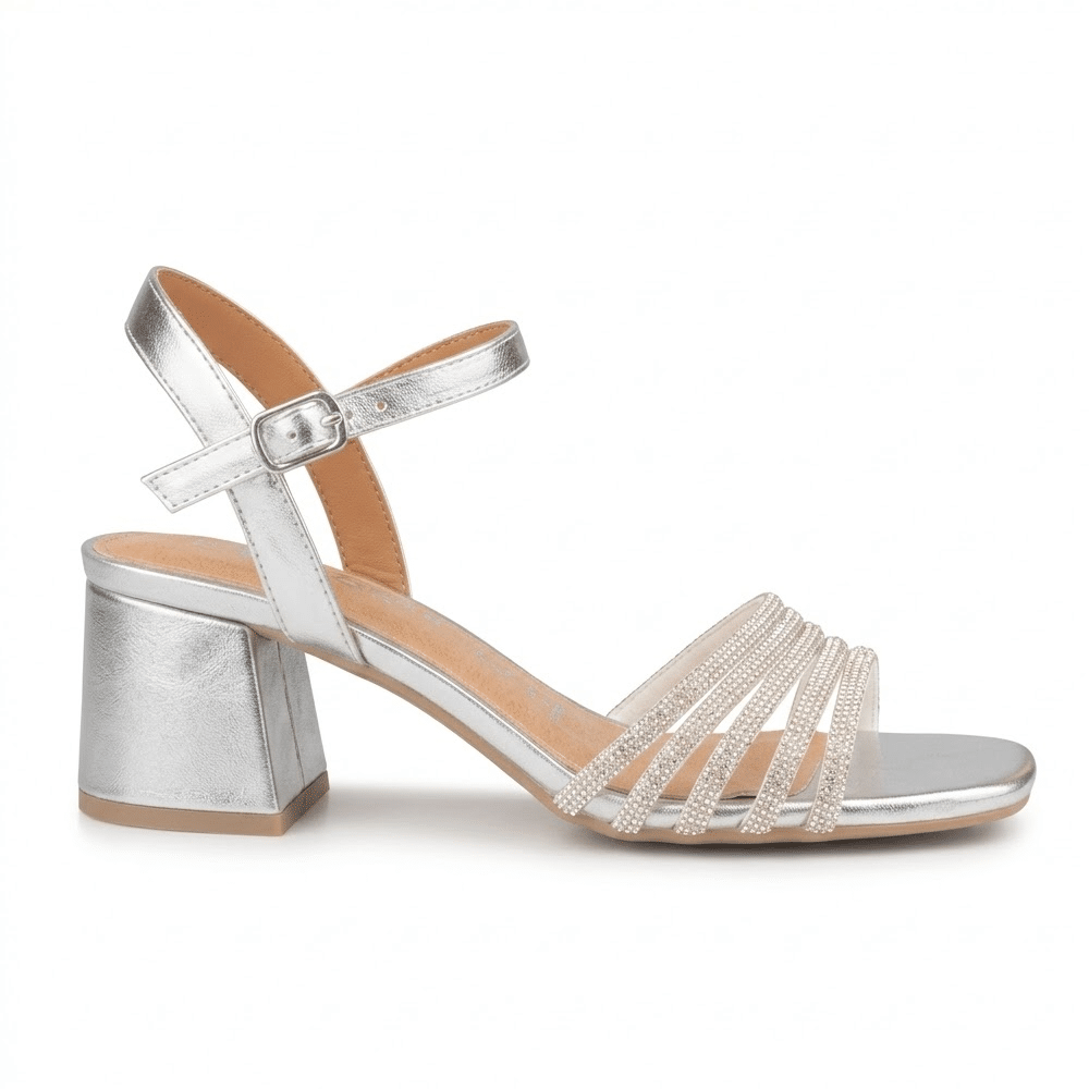sandalia tacón ancho mujer plata Cervera 5193