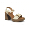 sandalia beige tacón ancho mujer