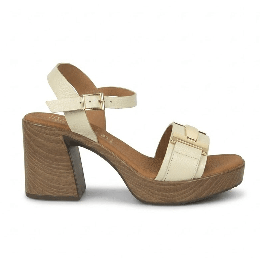 sandalias tacón mujer beige elegantes Oh My Sandals Paula
