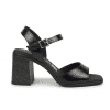 sandalias tacón mujer charol elegantes Olinia negras