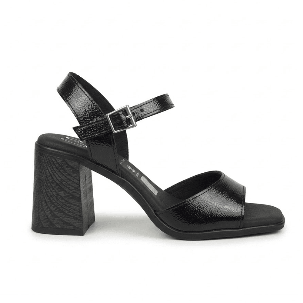 sandalias tacón mujer charol elegantes Olinia negras