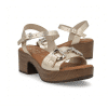 sandalia dorada plataforma mujer elegante