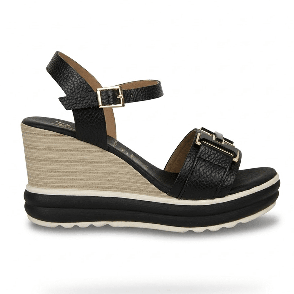 sandalias cuña mujer negras cómodas Oh My Sandals 6004