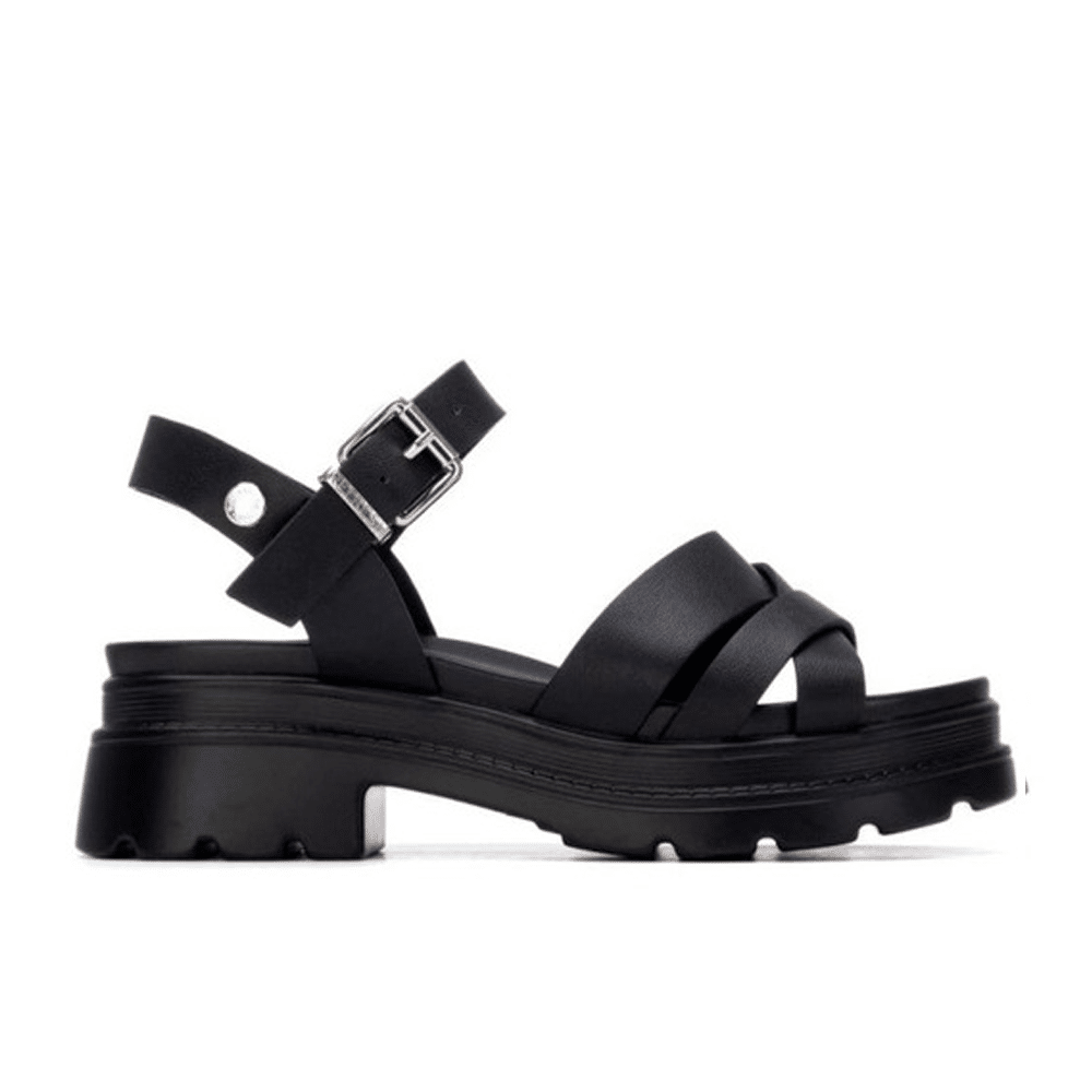 sandalias tacón ancho negras mujer Refresh