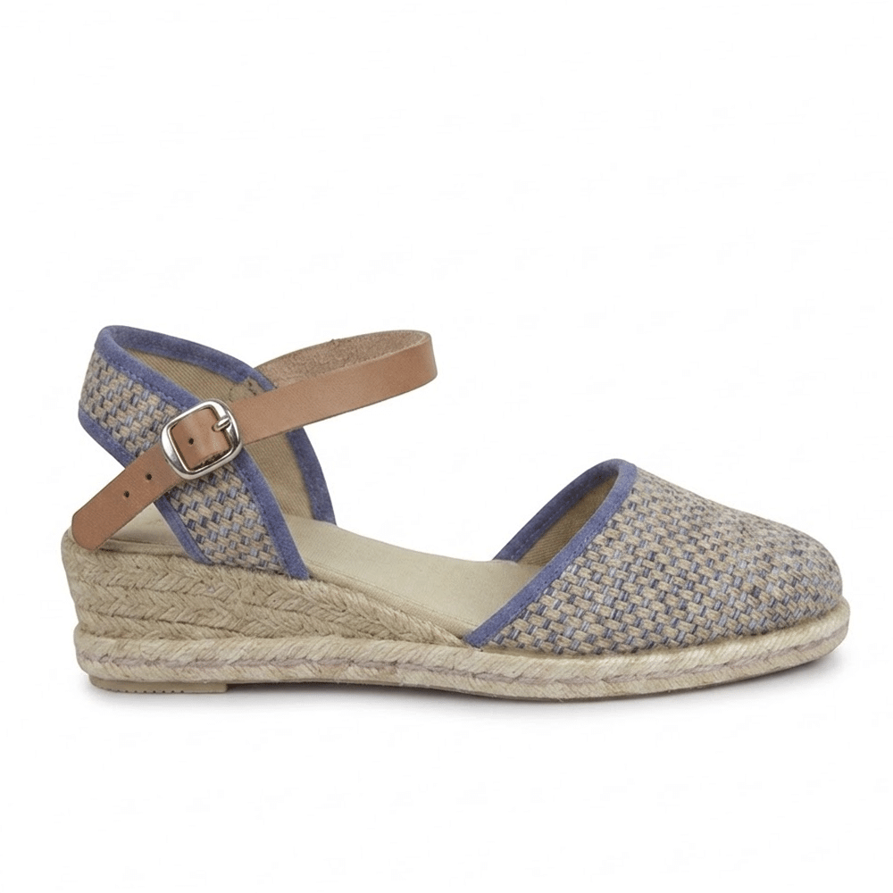 alpargata mujer cuña Cervera Inspired 5269 índigo rafia vista frontal