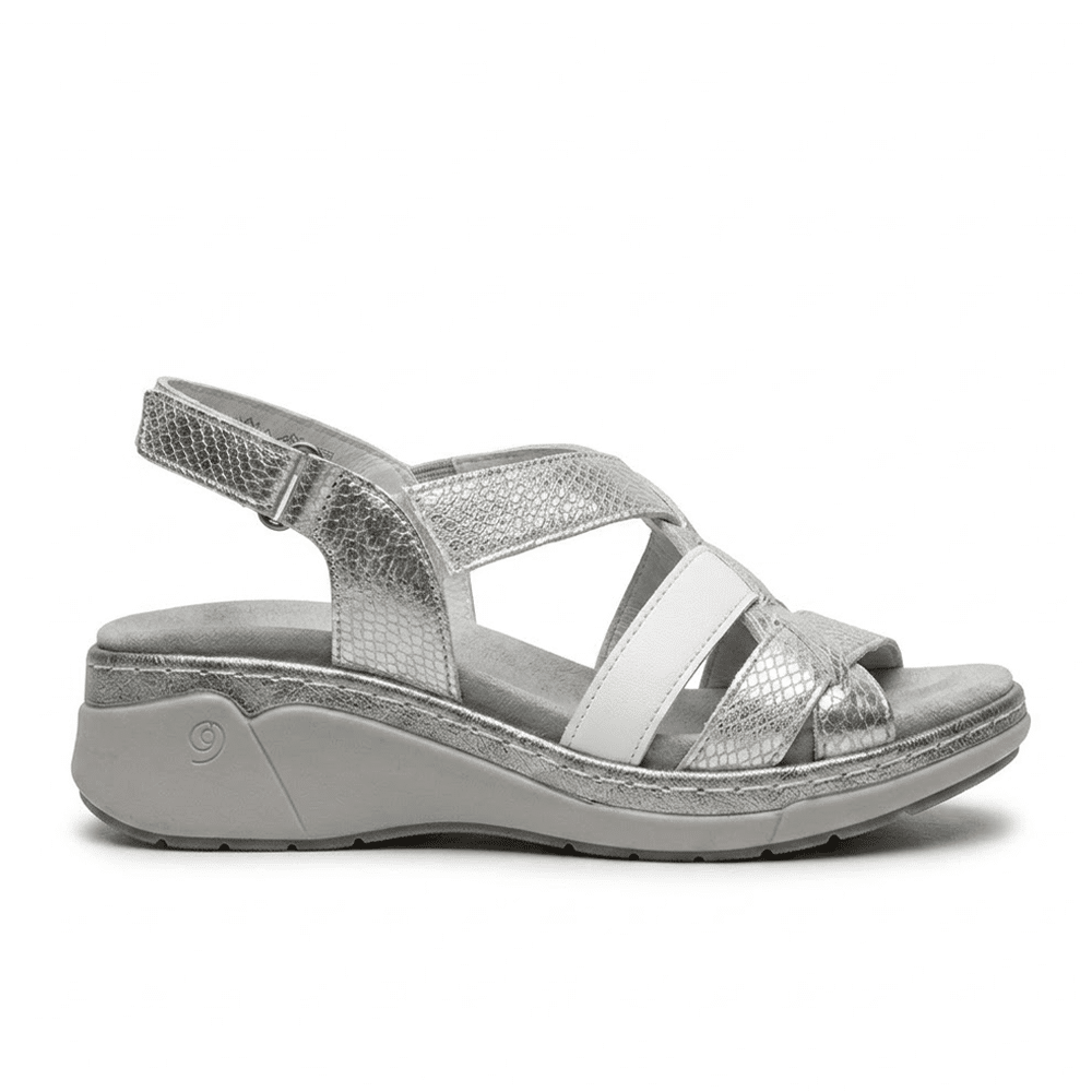 Sandalias Mujer Velcro Piel Suave 3316 Plata