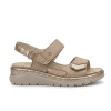 sandalia mujer Suave Melanie Sandy piel beige metal oro triple velcro vista frontal