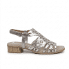 sandalia tacón bajo mujer Leyland 4340 Plata multitira piel española vista frontal