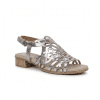 detalle multitira piel plateada sandalia tacón bajo mujer Leyland 4340