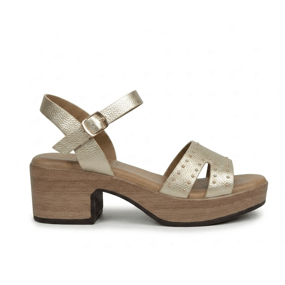 Sandalias Tacón Mujer Hispaflex 5305 Dorado