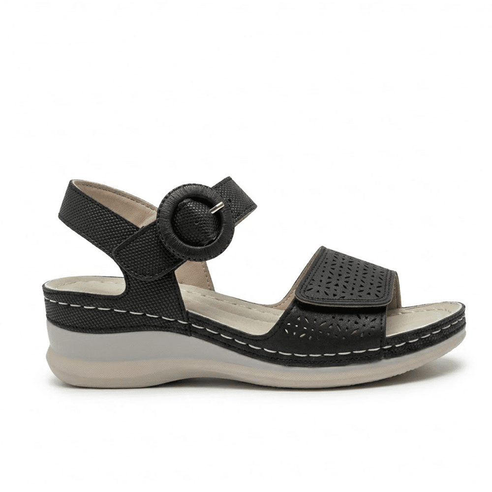 Sandalias Mujer Velcro Cuña Mysoft 26M011 Negro
