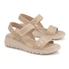 perfil cuña 4,5 cm suela deportiva flexible sandalia textil beige mujer Cervera 5357